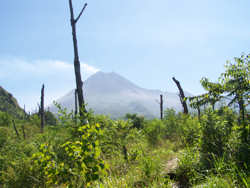 Gunung Merapi di Jogjakarta mengeluarkan sedikit material gas