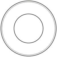 Ada 3 lingkaran bulat sempurna dengan ketebalan yang berbeda
