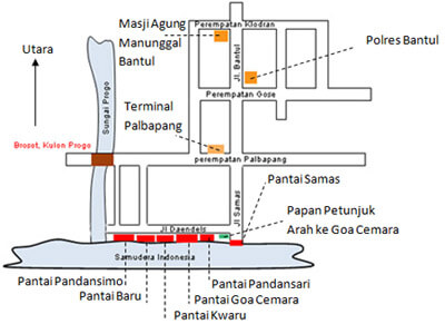 Peta lokasi wisata pantai pandansari