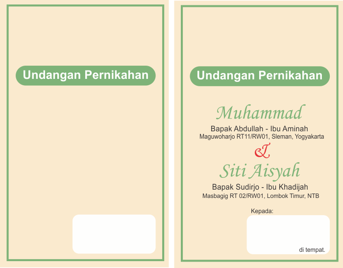 Contoh teks atau kata kata undangan pernikahan Contoh Undangan Pernikahan Bahasa Indonesia