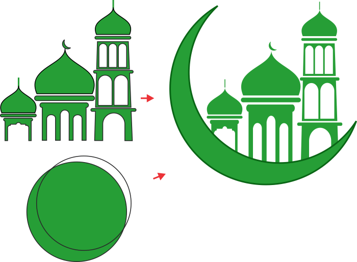 Membuat Gambar Bulan Sabit Masjid | Siswapedia