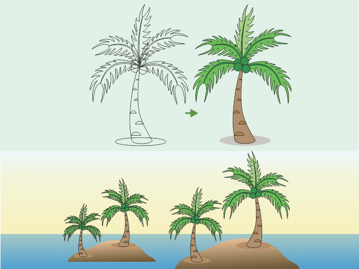 Cara Mudah Membuat Gambar Pohon Kelapa